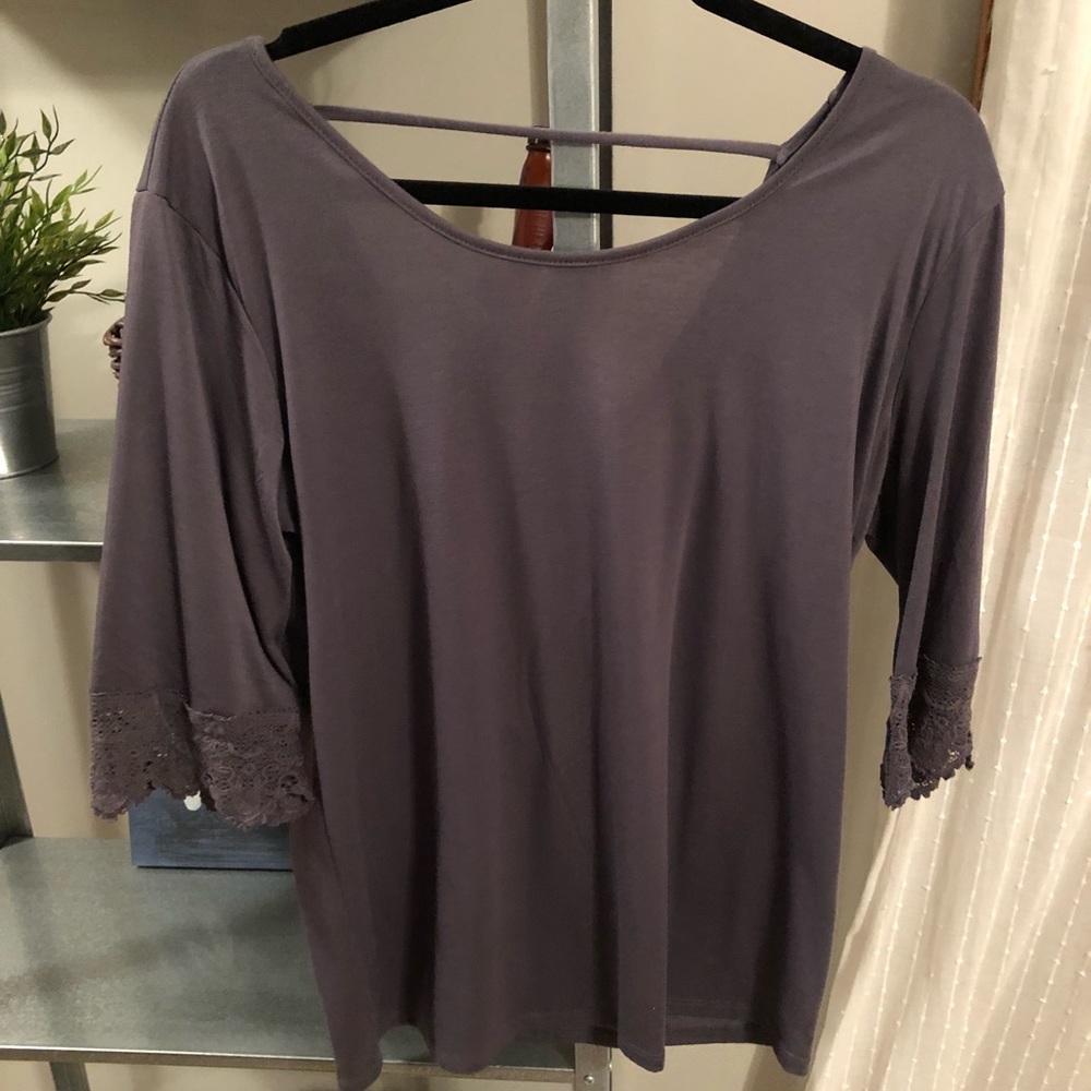 Charming Charlie quarter sleeve gray shirt